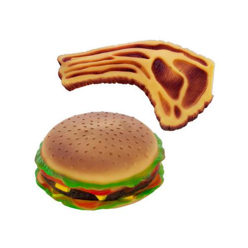 Squeaky Hamburger & Steak Dog Toy ( Case of 24 )